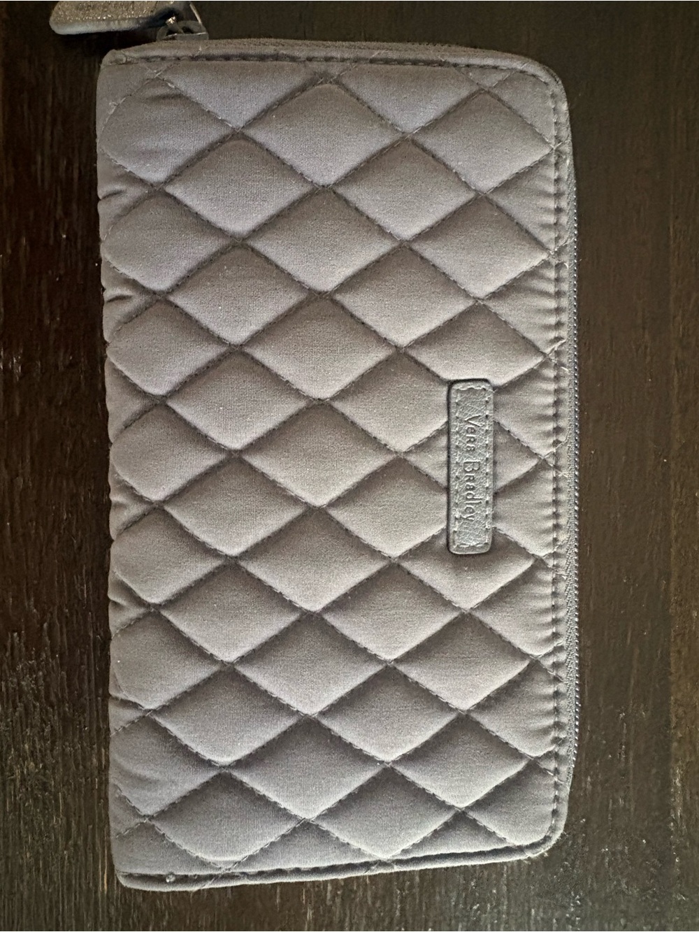 Vera Bradley Quilted Zip Wallet in Charcoal Gray